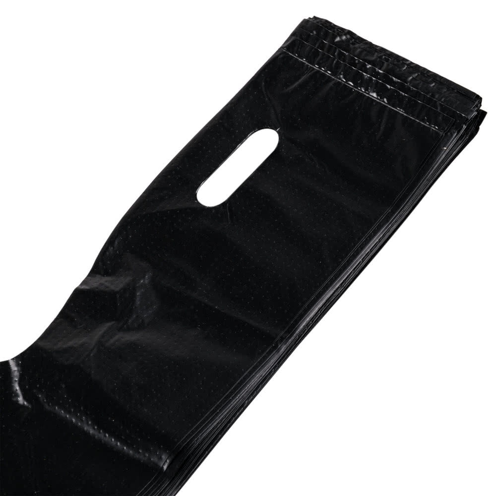 Black Embossed Heavy Duty T Shirt Bags 0.67 Mil Lightweight High Durability