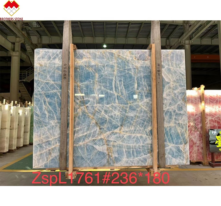 Beautiful Backlit Blue Crystal Onyx Slab Perfect for Modern Home and Hotel Decoration