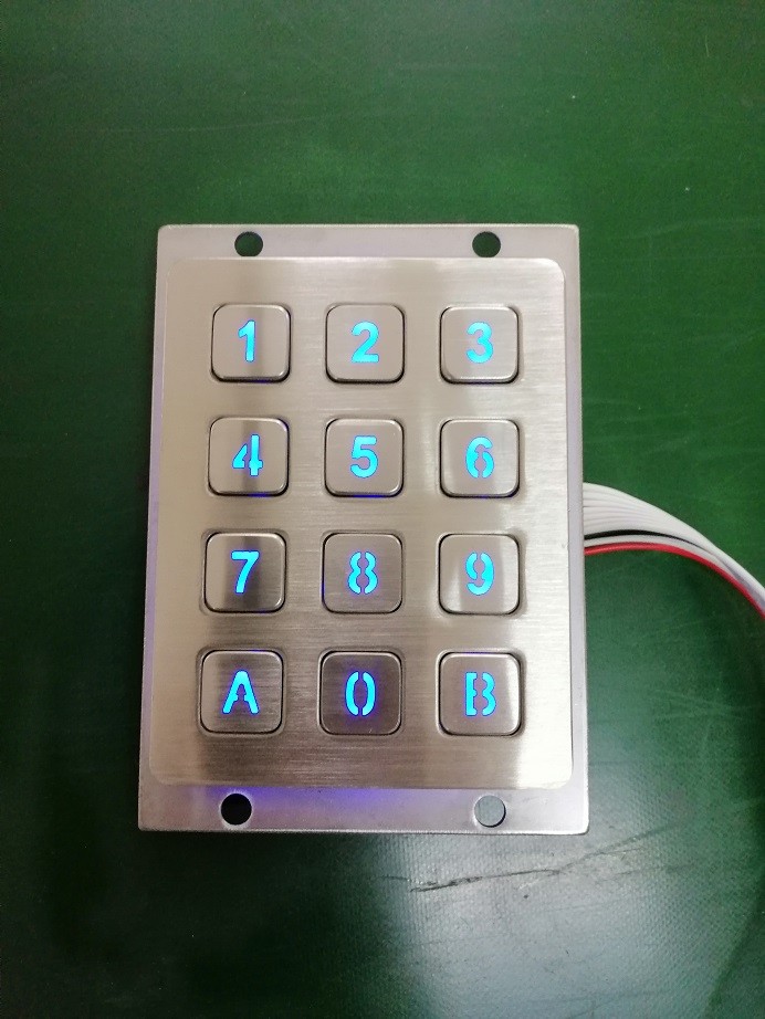 Factory supply 3X4 matrix higher quality aluminum keypad piezo keypad with 12 flat keys