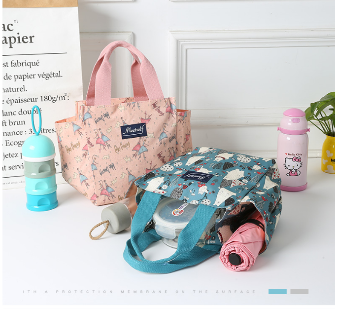 Hot selling portable canvas insulated bag reusable cooler bag waterproof lunch bag tote kids cooler for food delivery