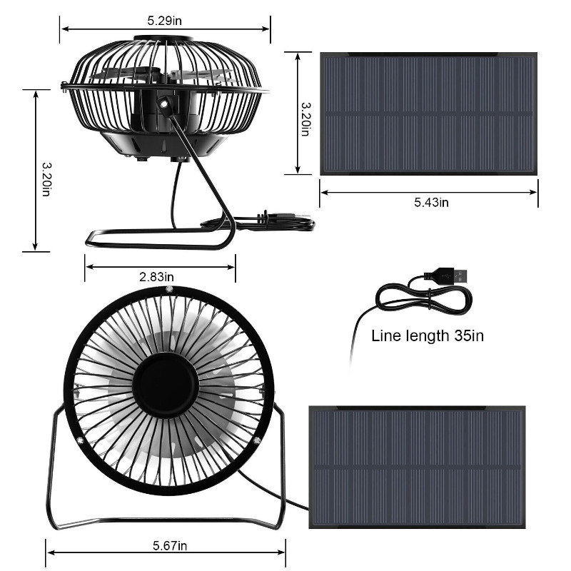 Rechargeable Power Solar Panel Energy Solar Electric Fan Lanterns Home Camping Solar Fan Led Light
