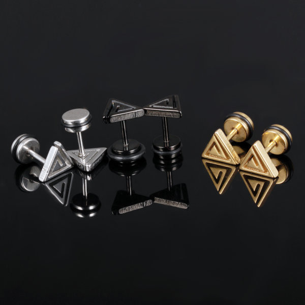 Simple and Cool Style Black Round Shaped Stainless Steel Men Stud Earrings