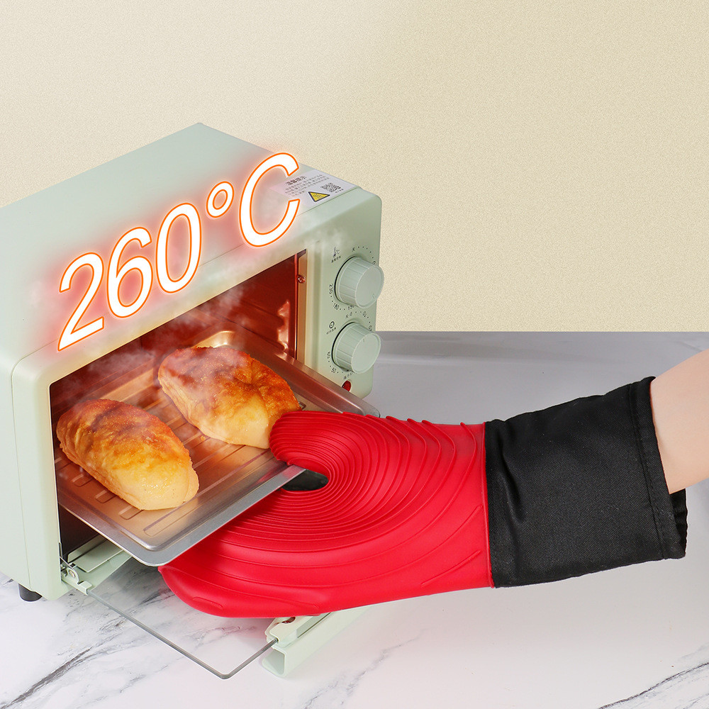 Silicone Oven Mitts Pair BBQ Gloves Heat Resistant Silicone Grilling Gloves Silicone Kitchen Utensil Baking Gloves