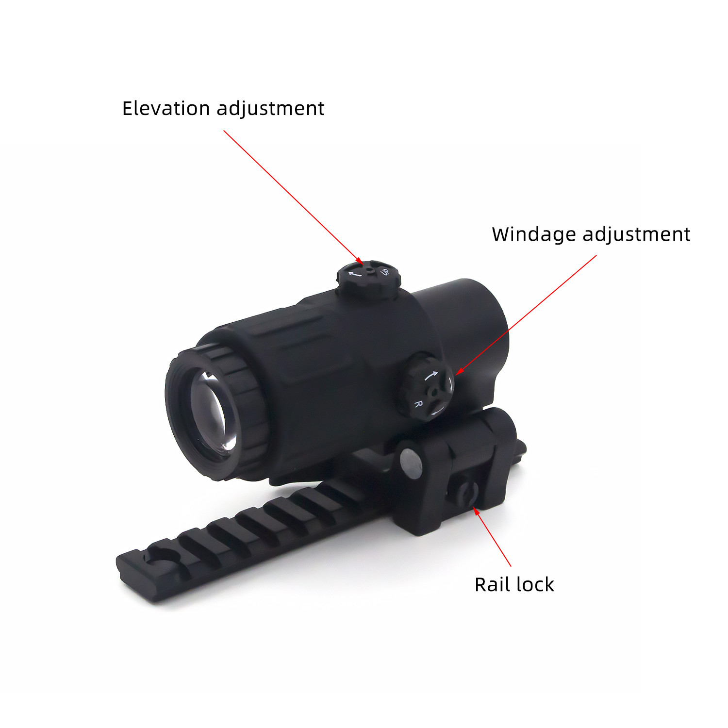Airsoft Red Dot Reflex Sight Matt Black G33 3X Magnifier Sight QD Side
