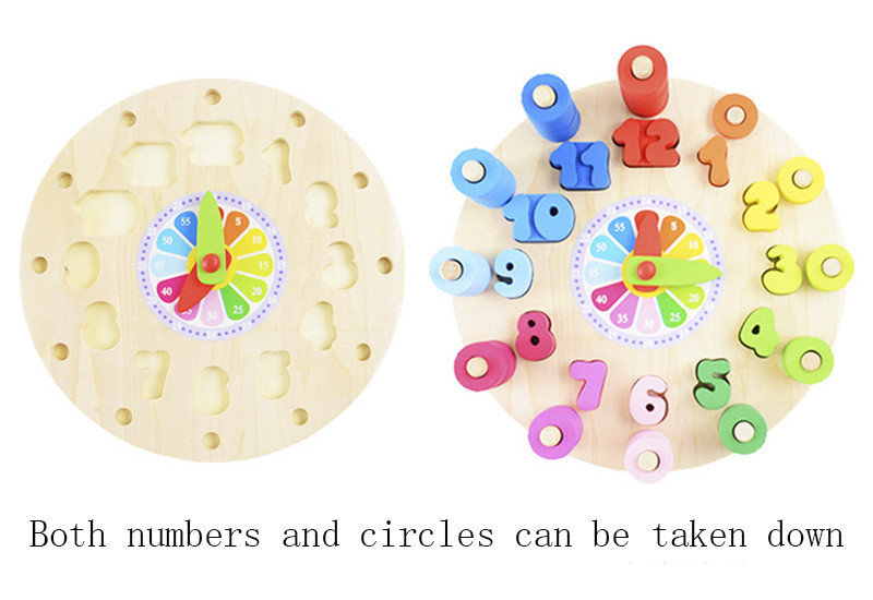 Geometry Clock Wooden Puzzle Numbers Montessori Counting Toy