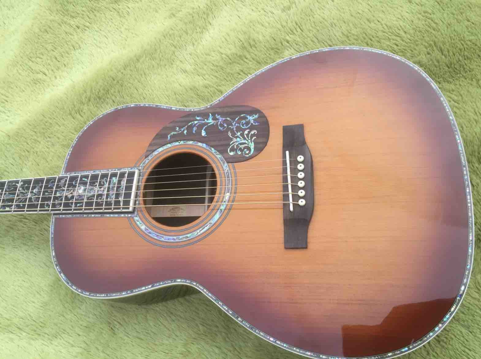 Factory custom 39 inches ooo45c style acoustic Guitar Ebony fingerboard Real abalone solid Guitar