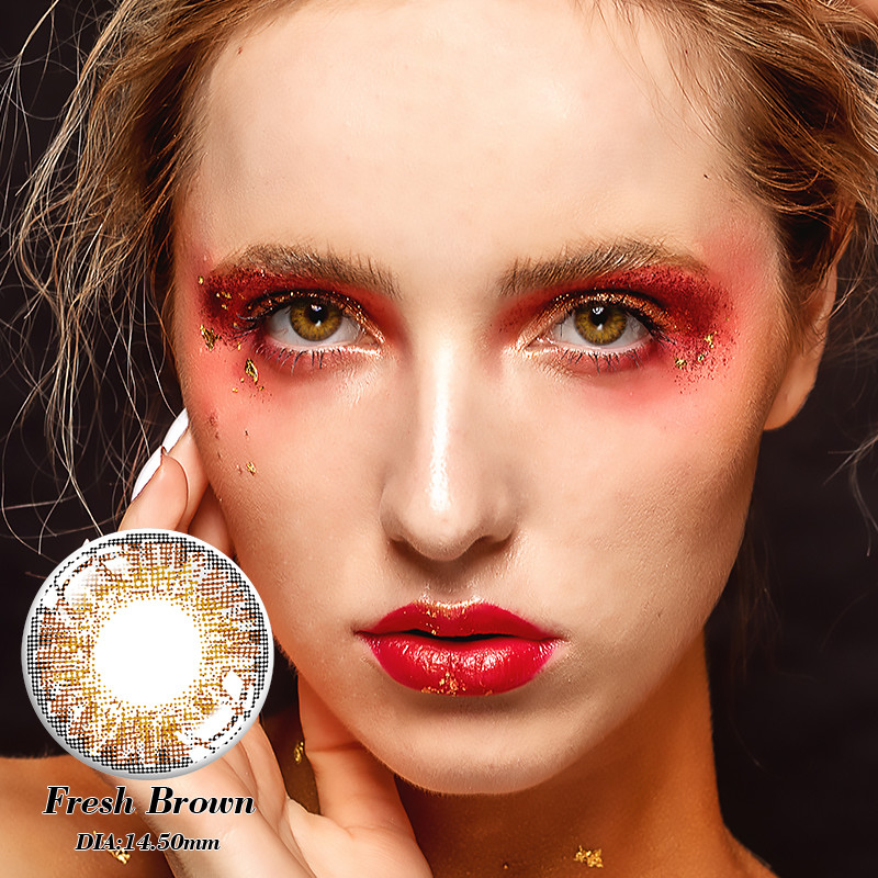 Natural Looking Dusky Brown Contact Lens Realistic Hazel Contacts 14.5