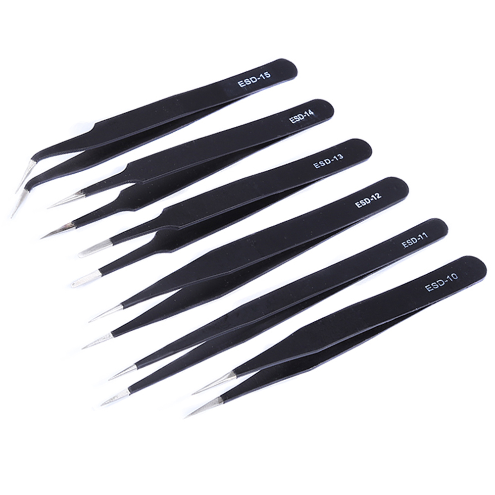 Antistatic ESD Stainless Steel Tweezers For Electronics Phone Repair