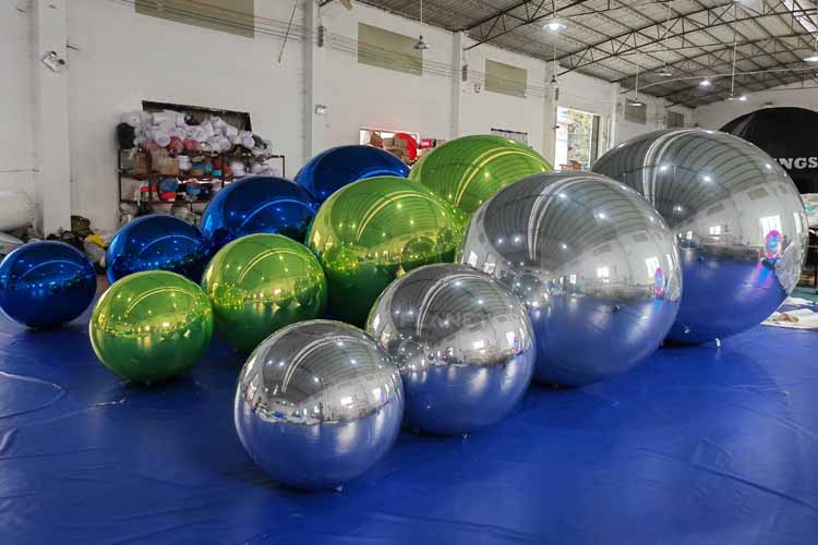 PVC Sphere Inflatable Mirror Ball Floating Silver Holiday Nightclub