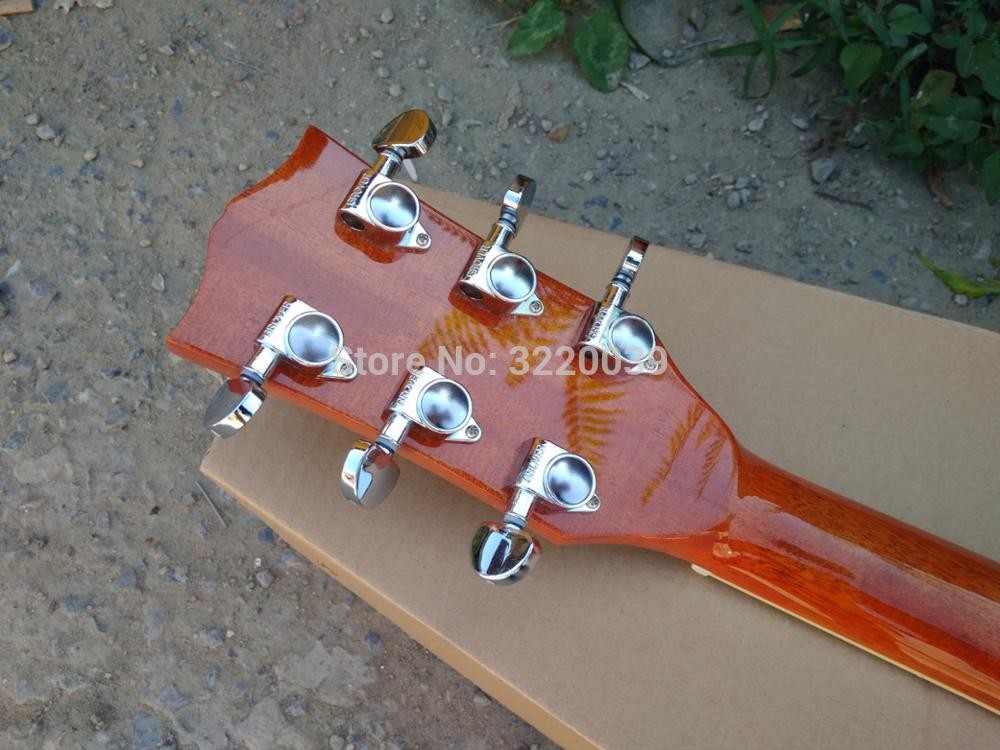 Top Quality 41 inch Orange color G Hummingbird classic acoustic guitar,Factory Custom Solid Spruce top guitar