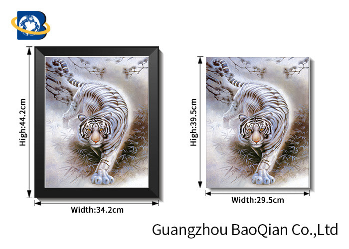 Lovely 3d Animal Picture With Black Frame , Lenticular 3d Stereograph Printing
