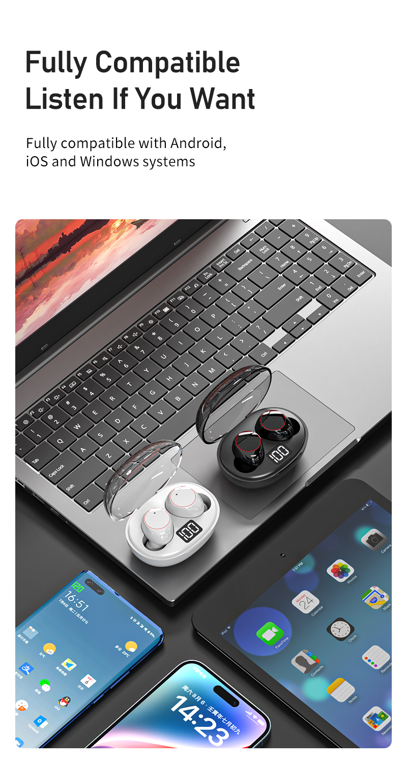 Wireless Earbuds TWS In-Ear Gaming Earphones Headphones Powered 200mAh Battery
