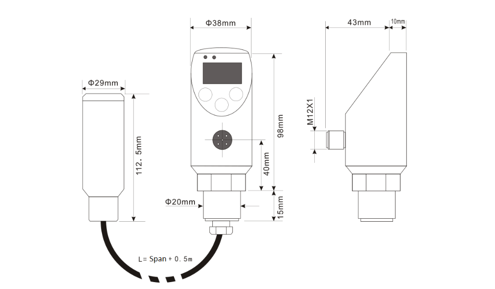 Normally Closed RS485 Electronic Digital Level Switch 0-20mA RS485 Output