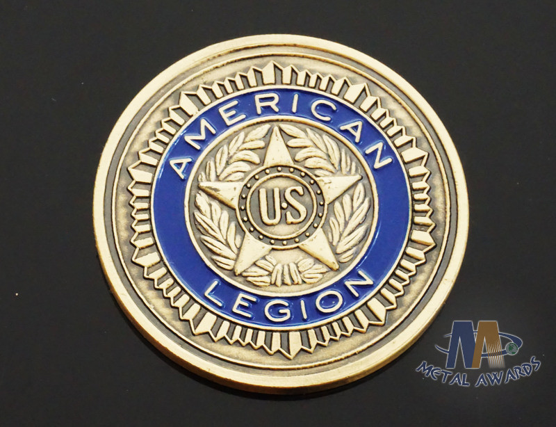 Custom Logo Soft Enamelled US 3D effect Challenge Coins Antique gold With Soft Enamel Both side