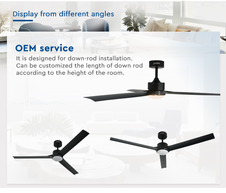 Home Office 60" LED Ceiling Fan with Remote and 3 Black Plastic Blades 4000K CCT