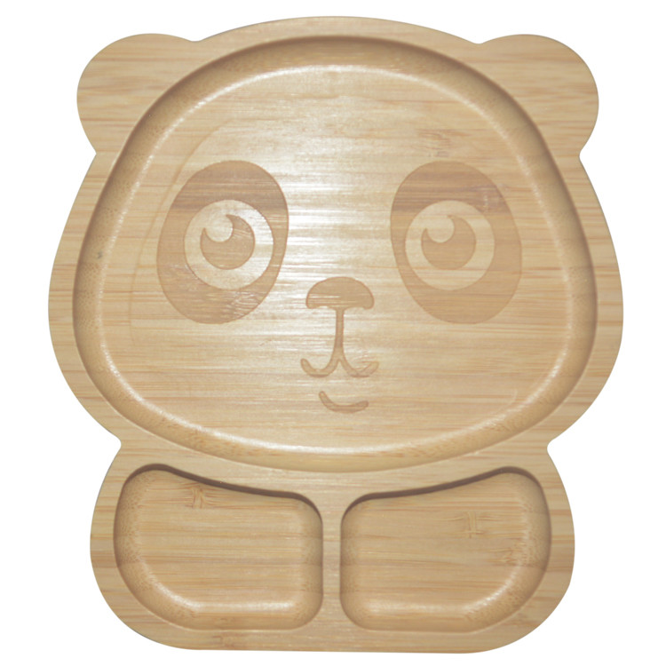 Eco Friendly Tableware Bamboo Silicone Baby Plate Divided Suction Plate BPA Free