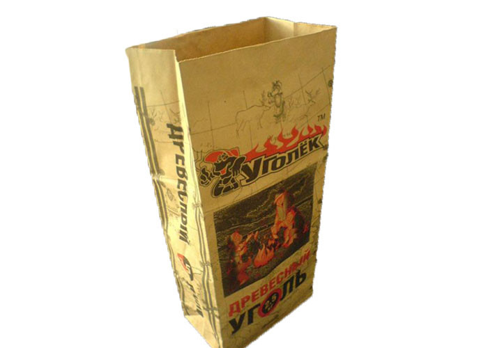 Color BBQ Charcoal Bags Kraft Paper Sack Packaging Wholesale Hot Seal Sewn Brown Paper