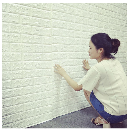 Pink PE Foam Wall Sticker 5mm Thickness 3D PE Foam Brick Wall Stickers