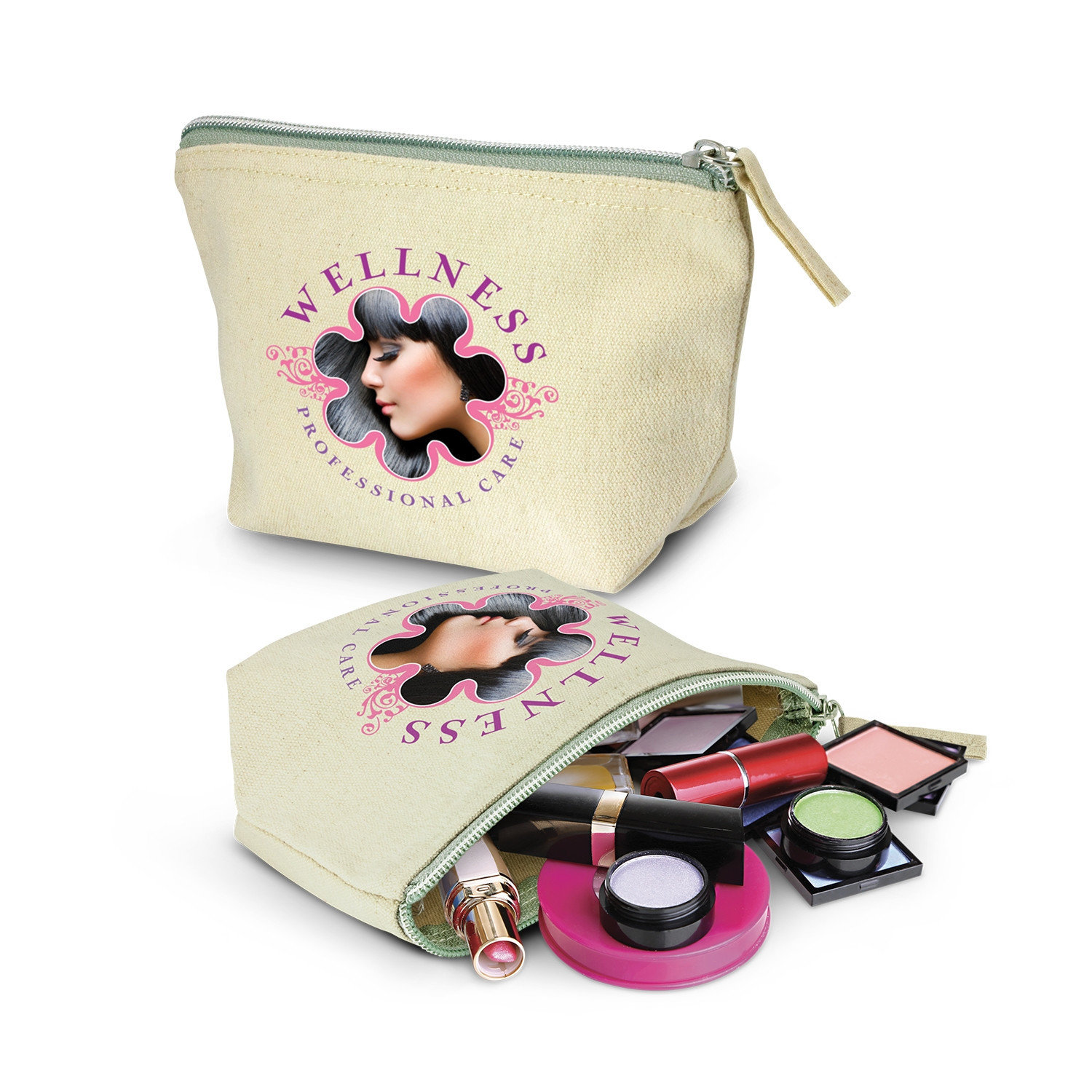 Custom Printing Canvas Makeup Bag Bulk Pouch For Makeup Skincare Essentials