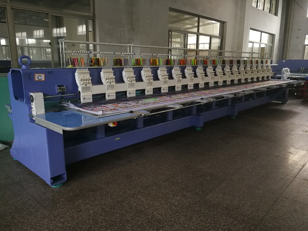 Computerized Operation Flat Embroidery Machine 18 Heads 9 Colors