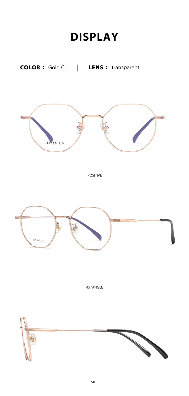 Geometric Titanium Frame Glasses Custom Logo Brand For Women