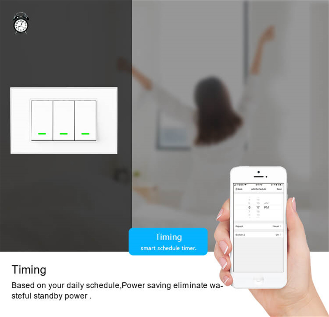 TB21 No Netural Wire Single Live Wire Smart Light Switch 1 2 3 Gang White and Gold