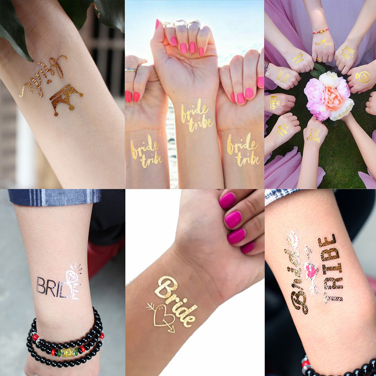 Bride temporary gold tattoo