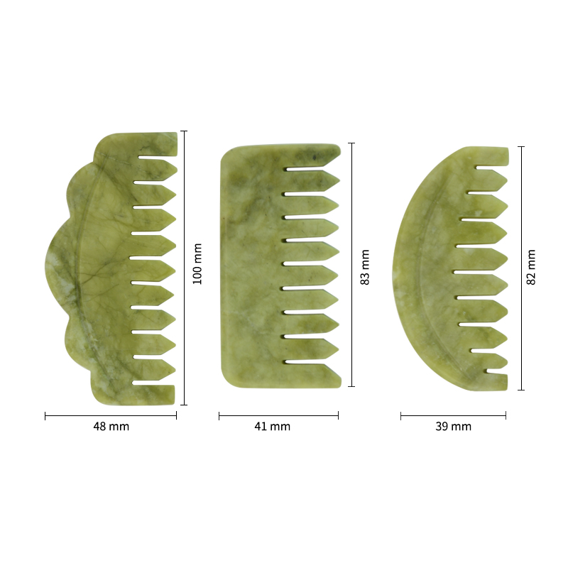 Xiuyan Hair Jade Massaging Comb Guasha Jade Stone Comb Cellulite Reduction