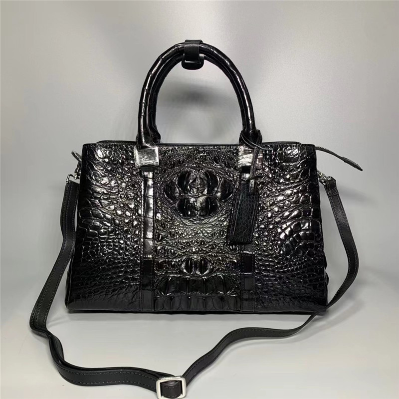 Exotic Alligator Skin Women's Working Purse Large Shoulder Bag Authentic True Crocodile Leather Lady Green Totes Handbag