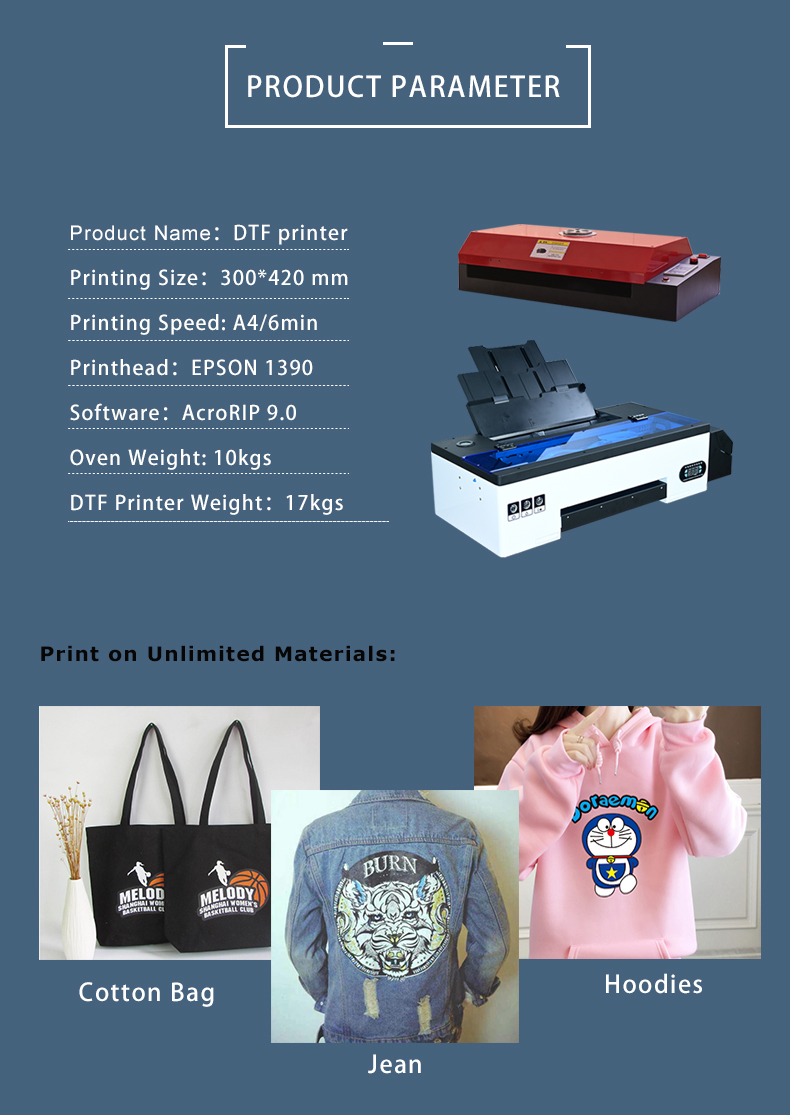 R1390 Print Head PET Film DTF Printing Machine A4 300*420mm Size