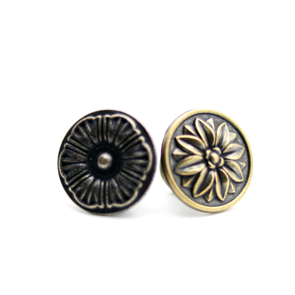 35mm Zinc Copper Knobs Aluminium Furniture Handles Retro Design With Screws
