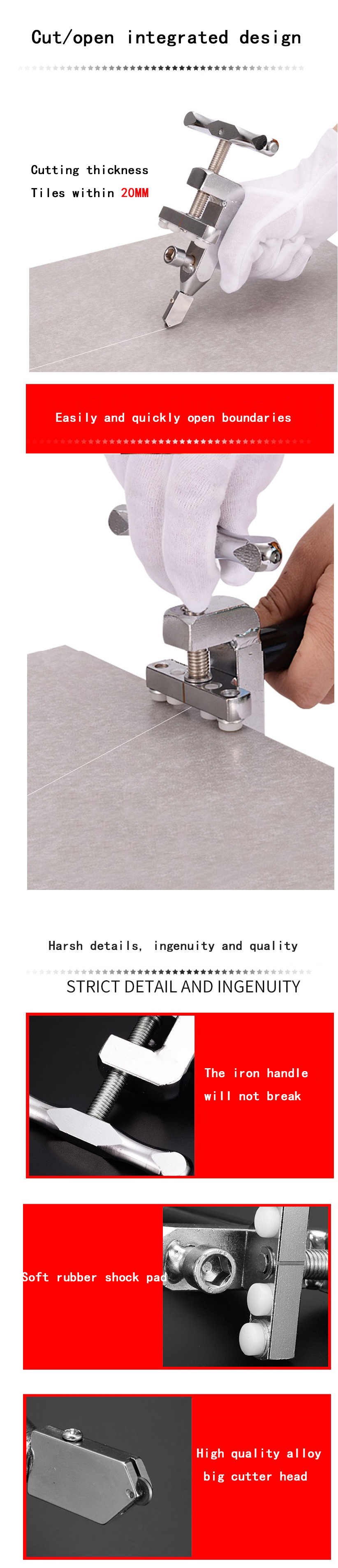 Glass Cutter Set Multi-Functional Glass Cutter Ceramic Tile Opener Manual Tile Mirrors Cutter Cutting Tool