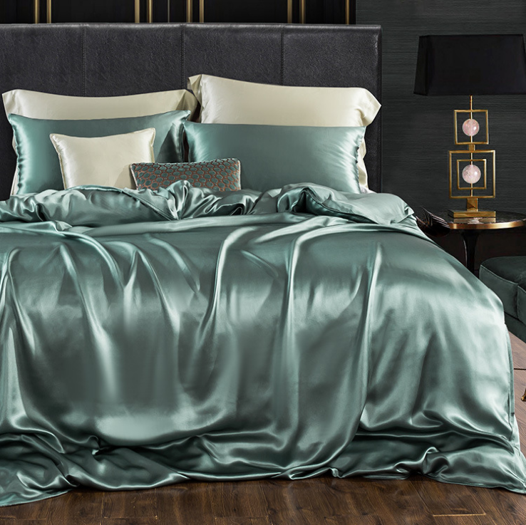 19mm Thread Count Fitted Sheet Set 100% Silk Oeko-TEX Certified Duvet Cover Included