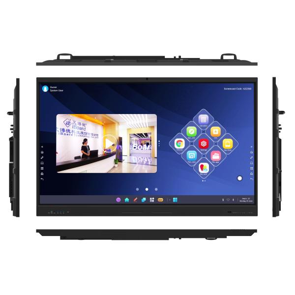 86 Inches Anti-glare Tempered Glass Interactive Whiteboard Built-in 5000:1 Speaker Wifi BT Hotspot Light Sensor 50 Touch Points For Conference