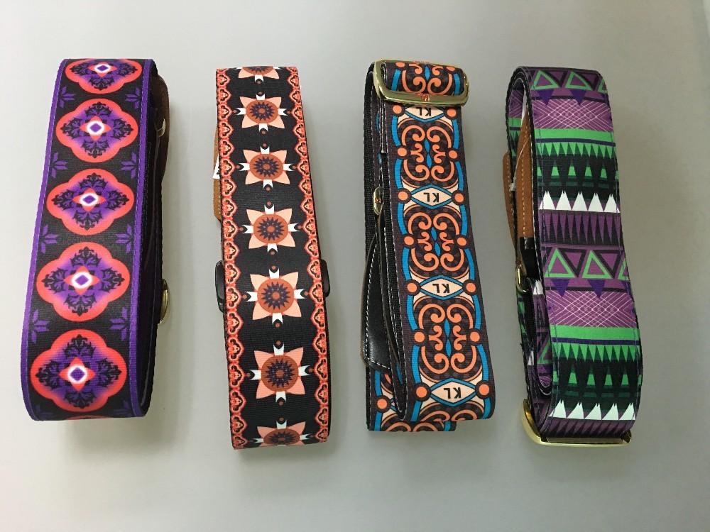 Good quality Colorful 120-180cm Length Personalized polyester Dye sublimation Guitar Straps small MOQ