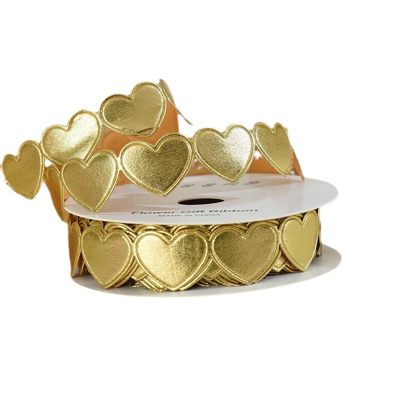 1.5cm*9m 2.5cm*9m Heart Shape Valentine's Day Polyester Gift Ribbon For Luxury Gift Packaging