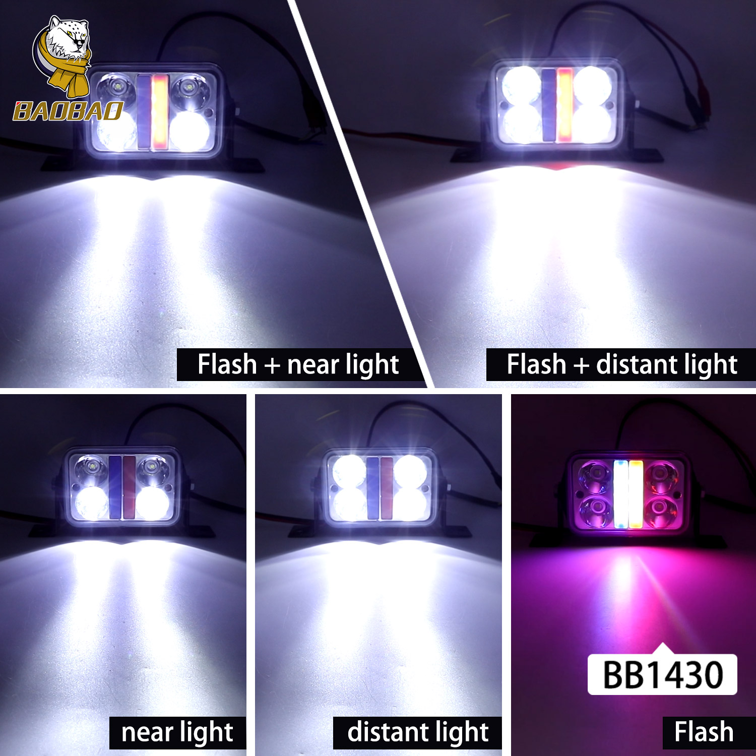 Rectangle 30W Red Blue Flash 80V Large View LED Work Light Outdoor Accessories