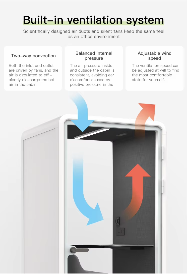 Privacy Soundproof Phone Booth Multi Size Modular Meeting Pods 52W For Workspace