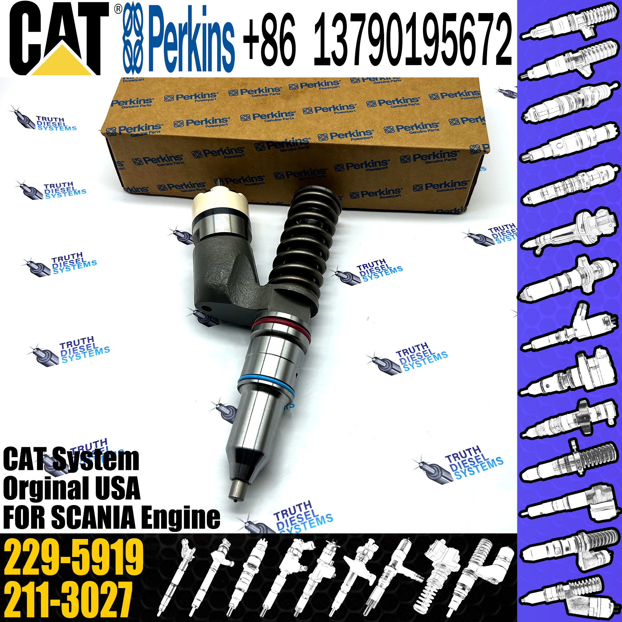 C-aterpillar C15 C18 Diesel Common Fuel Injectors 10R-1000 229-5919 for C-at excavator