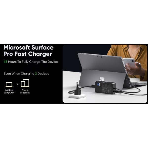 High Quality 65W Surface Pro Charger for Microsoft Surface Pro 9 8 7+,7 6 5 4 3 X Windows Surface Laptop5,4,3,2,1 44W 36W Laptop