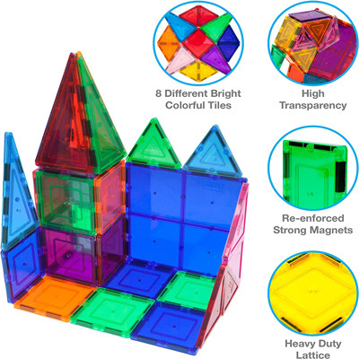 Plastic Clear Magnetic 3D Building Blocks Unisex Educational
