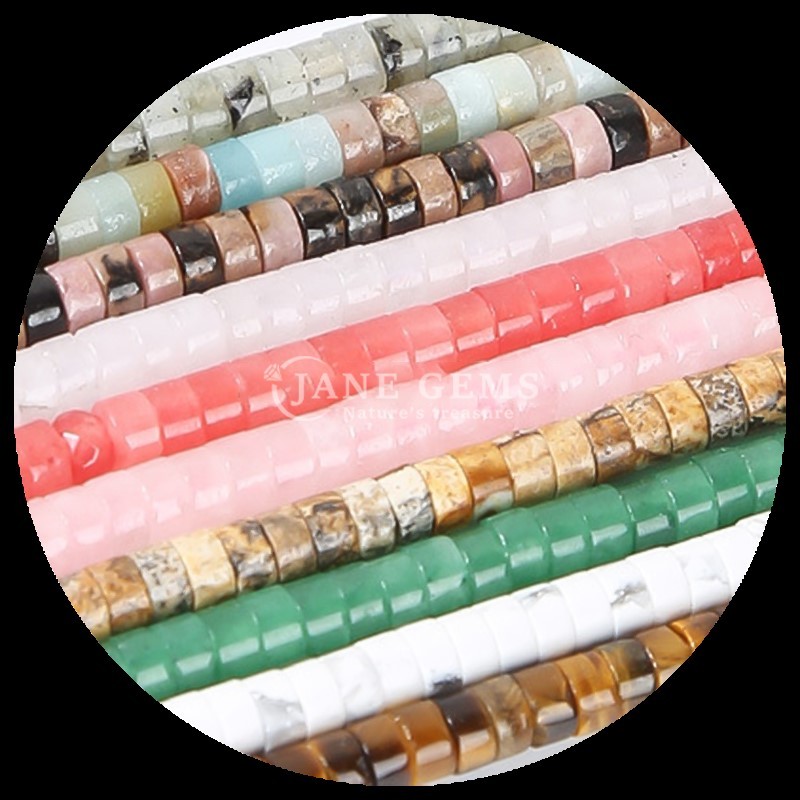 Gemstone Rondelle Beads Loose Drum Bead HeShi Shape Strands for Jewelry Making