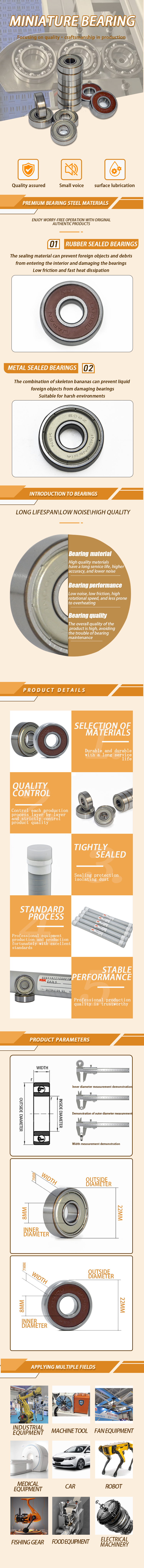 NSK 608 ZZ Deep Groove Ball Bearing 8*22*7mm for Mining Metallurgy Agriculture Chemical