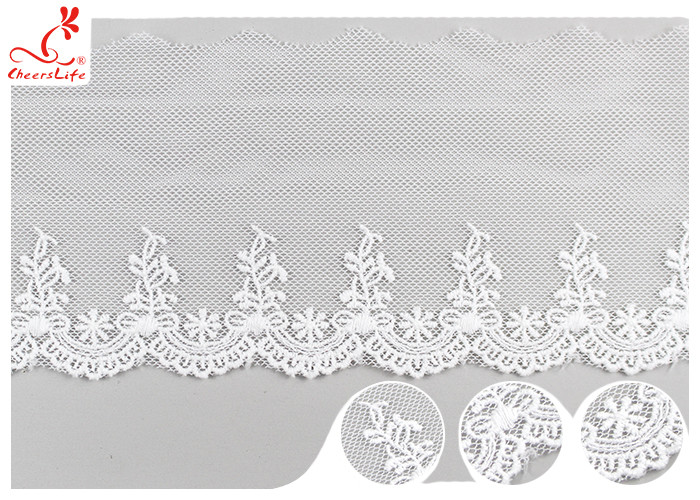 Sri Lanka Embroidery Floral Nylon Lace Trim With Cotton Material Customized