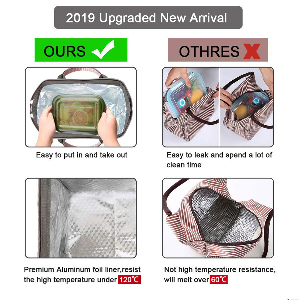 Leakproof Insulated Lunch Tote Bag with Adjustable Removable Shoulder Strap