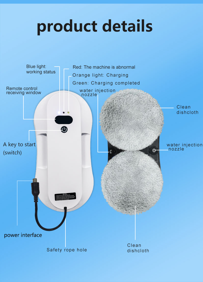 Smart Window Cleaning Robot with Water Spray and Brushless Motor 4 Hours Charging Time