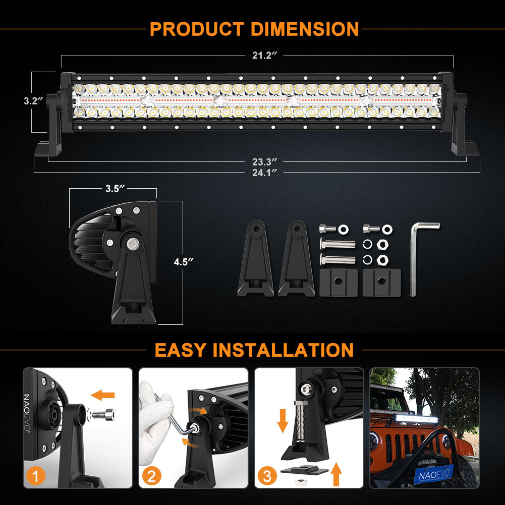 240W Light Bars 4x4 Vehicle LED Work Lights 22" ATV UTV Off Road Truck Light Bar