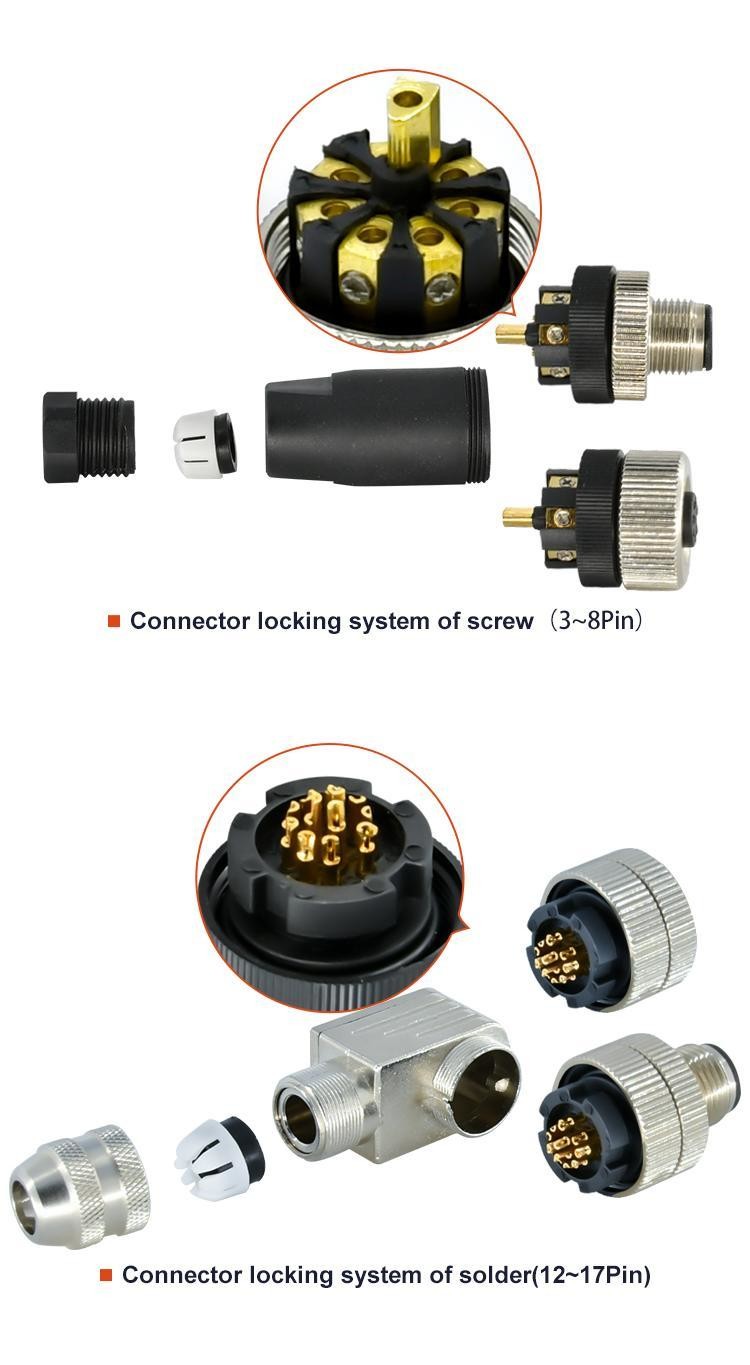 Metal Free Plug M12 Waterproof Connector A Code Straight Elbow Sensor Assembly