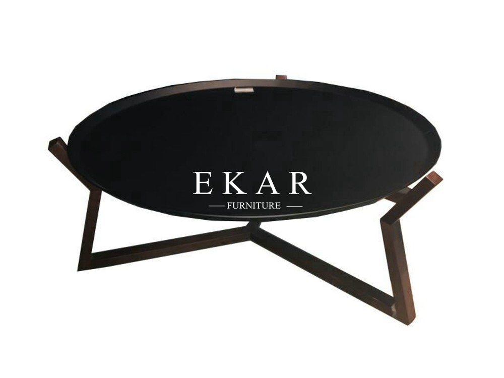 2 Drawer Wooden With Leather Rectangle Metal Frame Modern Coffee Table