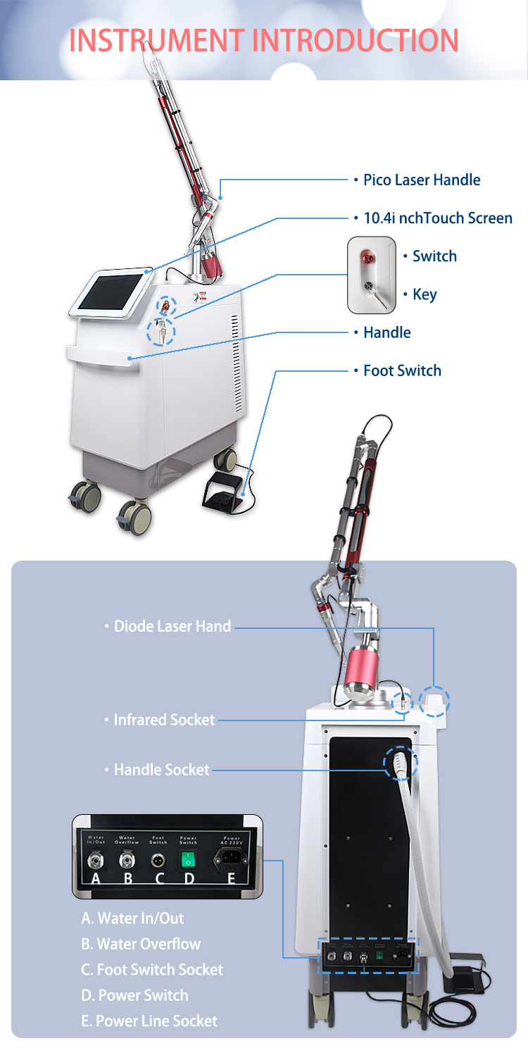 2 In 1 Beauty Therapy Machine 808nm Pico Yag Laser Tattoo Removal Machine